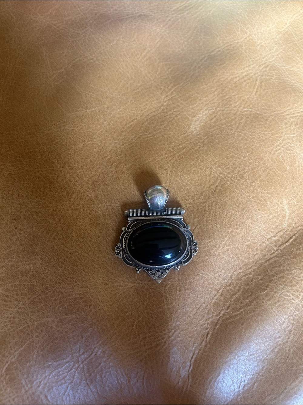 Sterling Silver Black Onyx Pendant Necklace Accent